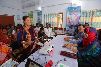 Awareness building on Village Court among women is a regular activity of the project