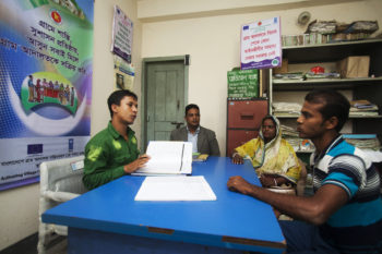 A VCA counsels community people at union level regarding cheap, easy and effective dispute resolution services of village courts